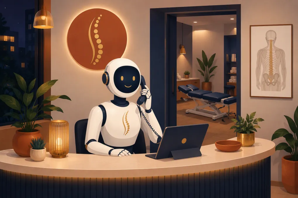 AI receptionist answering an after-hours call and scheduling a chiropractic appointment