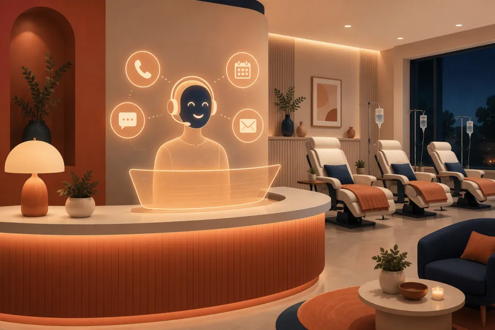 AI receptionist handling calls and appointment requests after an IV therapy clinic closes