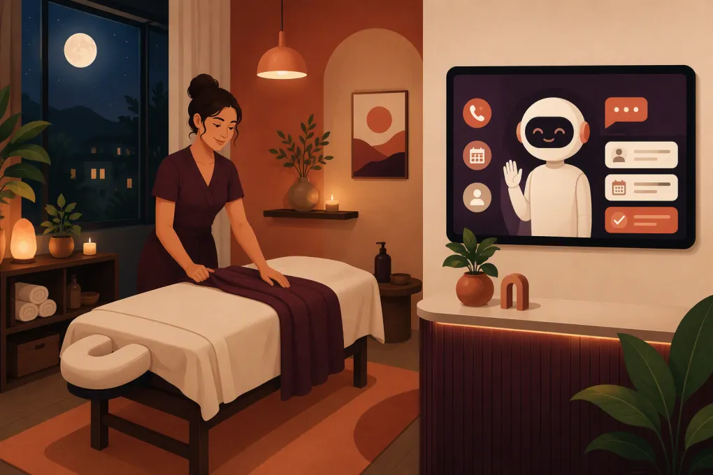 AI receptionist managing after-hours calls and bookings for a massage therapist