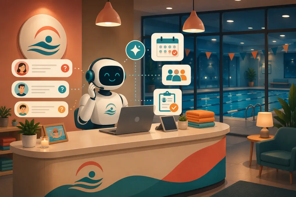 AI receptionist handling parent calls and swim lesson bookings after a swim school closes