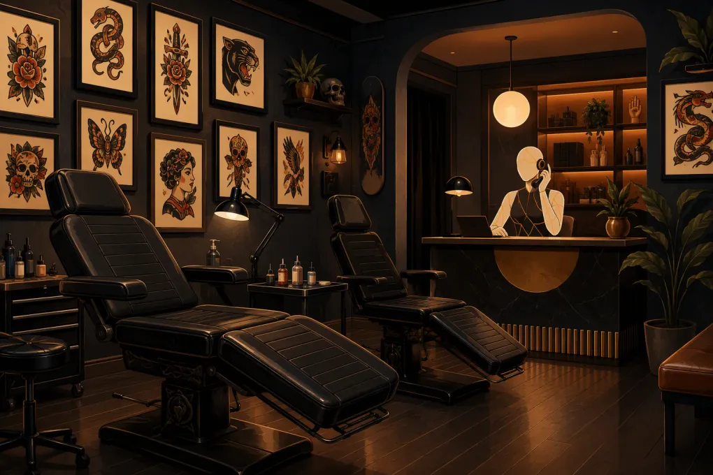 AI receptionist handling after-hours inquiries for a closed tattoo studio