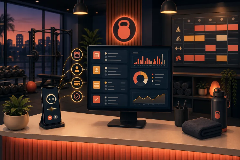 AI phone receptionist handling calls and bookings for a gym after hours