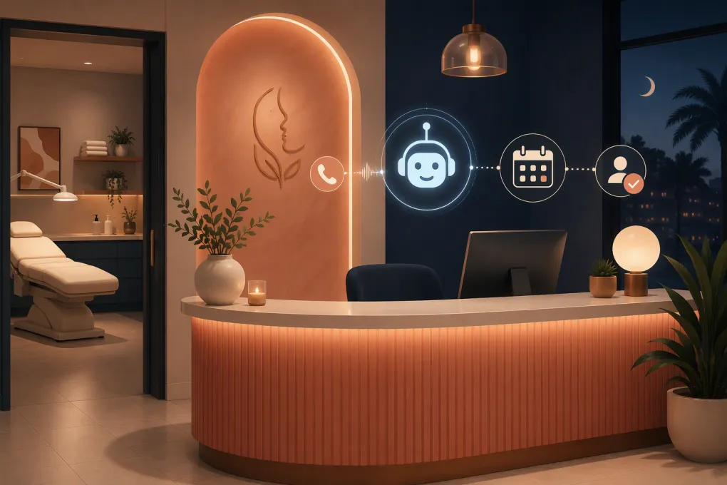 AI phone receptionist converting an after-hours med spa call into a consultation booking