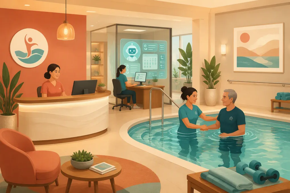 AI receptionist managing calls and appointments for an aquatic therapy clinic