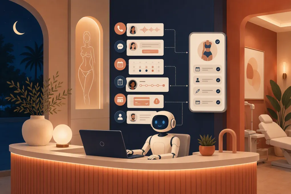 AI receptionist coordinating inquiries and consultations for a body contouring clinic