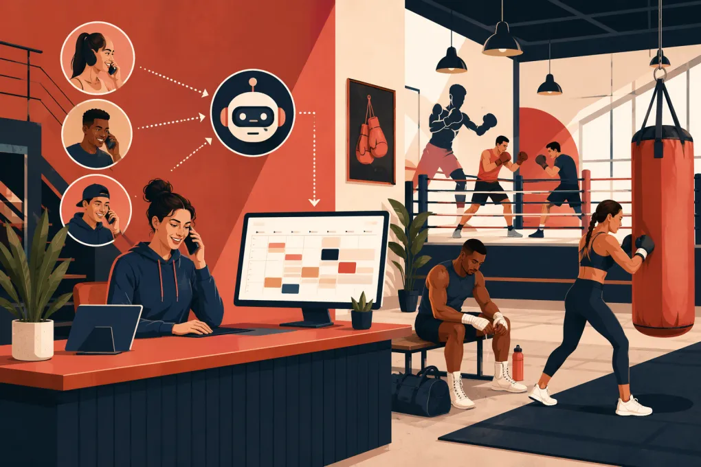 AI receptionist managing inquiries and class bookings for a boxing gym