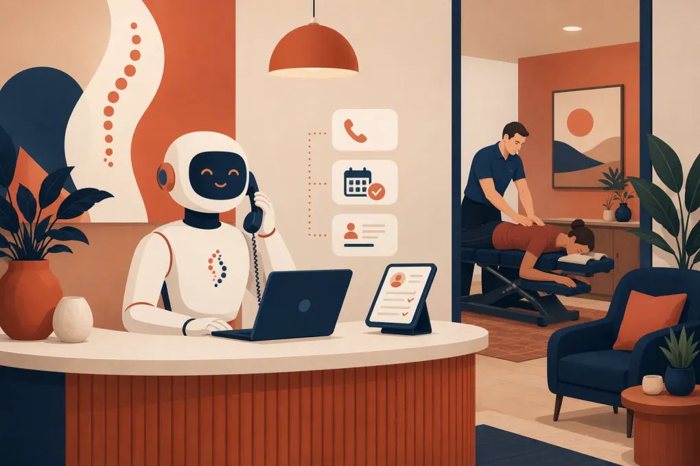AI receptionist managing calls, booking and new patient intake for a chiropractic clinic