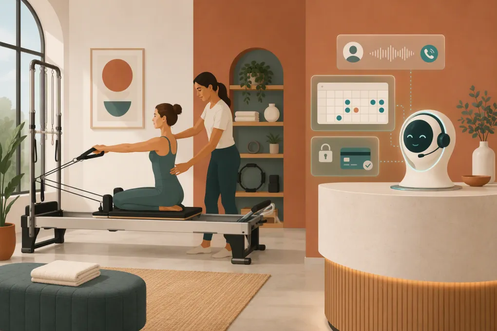 AI receptionist managing calls and bookings in a clinical Pilates studio