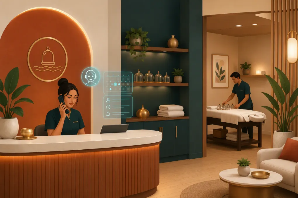 AI receptionist managing calls and appointments for a modern cupping therapy clinic