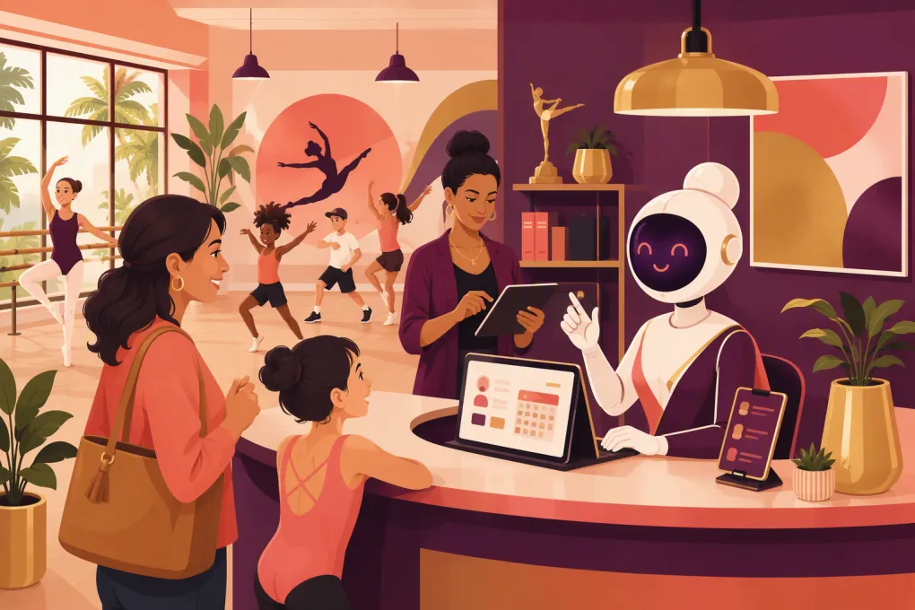 AI receptionist handling parent inquiries and summer camp bookings for a dance studio
