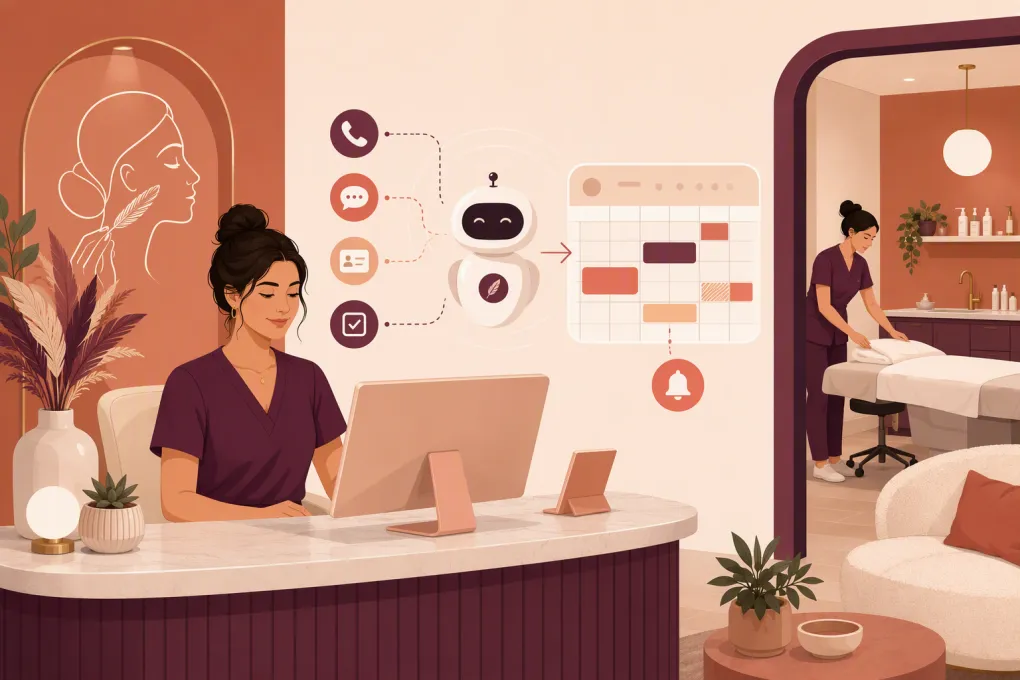 AI assistant managing calls, messages, and bookings for a dermaplaning clinic