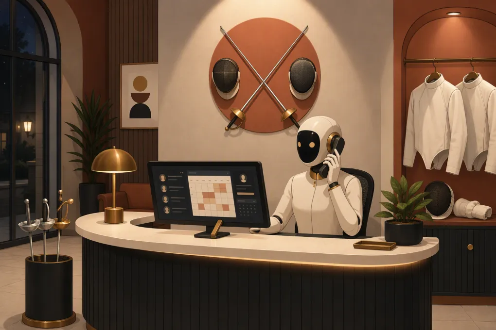 AI receptionist managing calls and bookings for a fencing academy