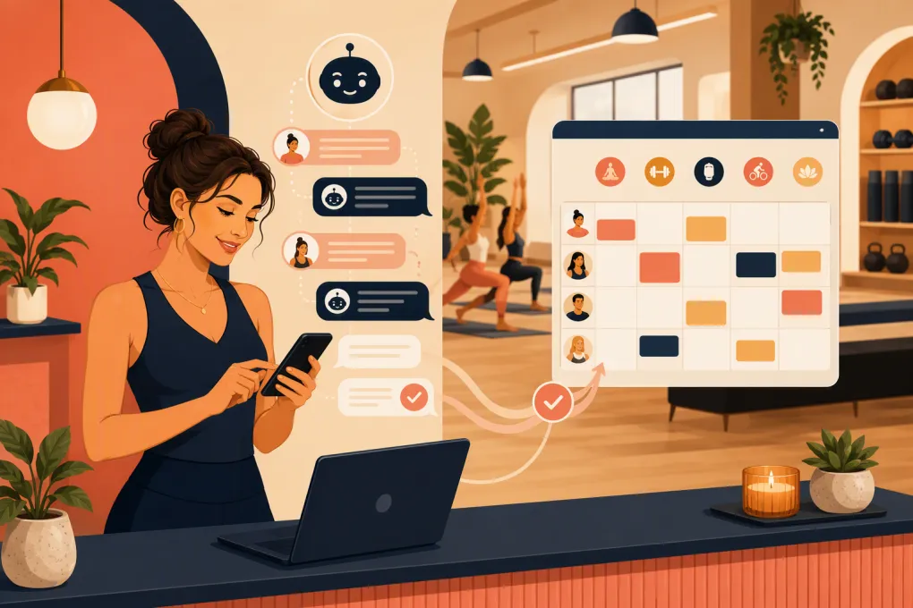 AI receptionist turning fitness studio inquiries into scheduled trial classes