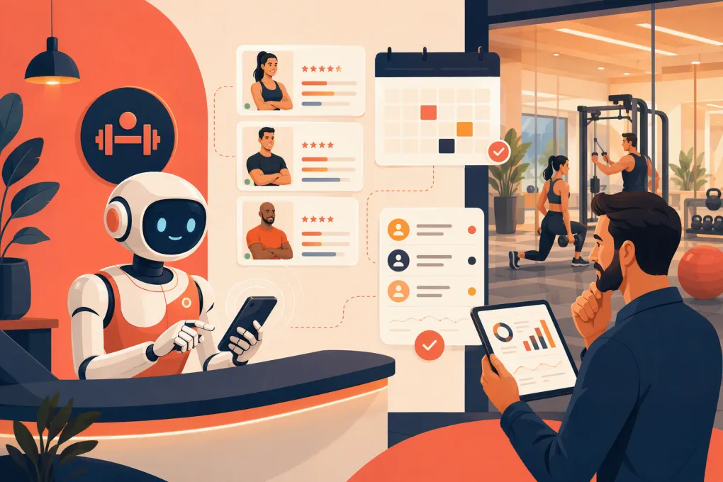 AI receptionist coordinating personal training bookings for a gym