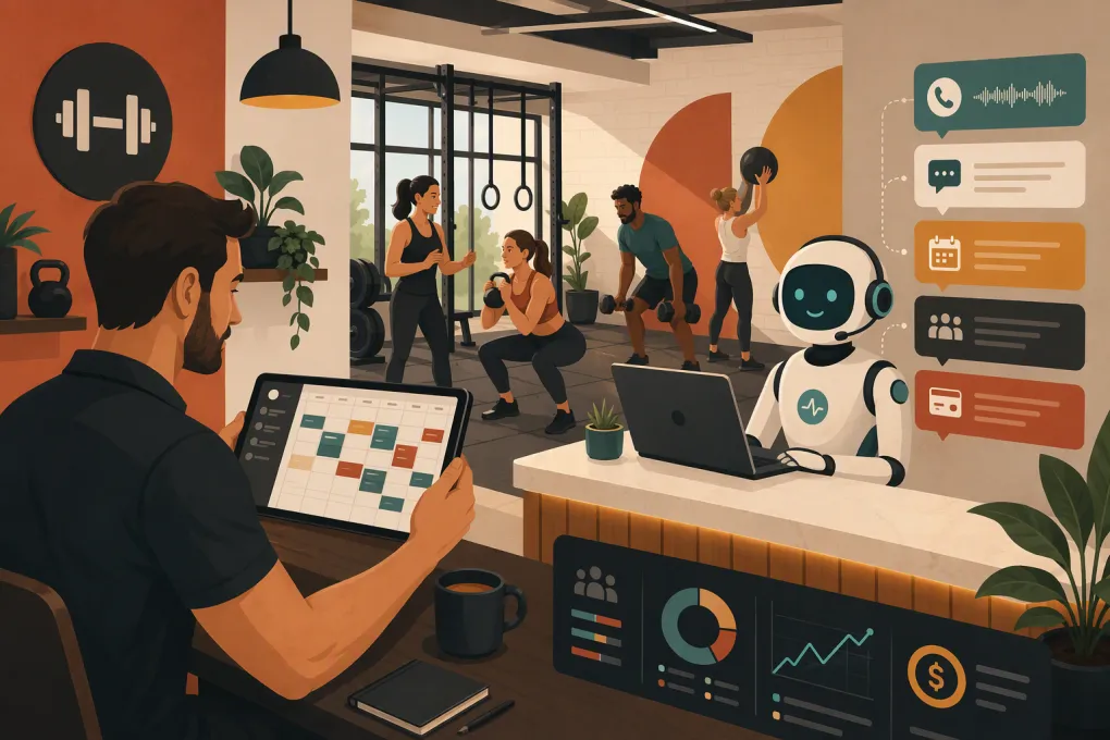 AI receptionist managing small group training bookings for a gym
