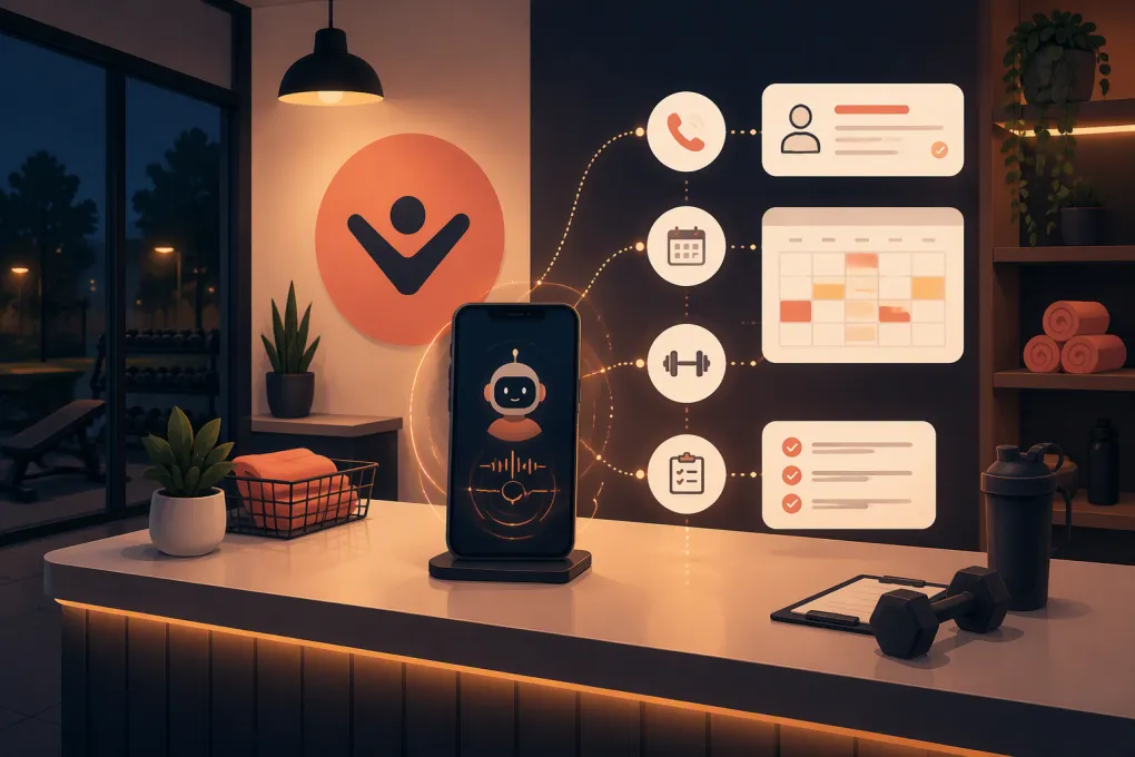 AI receptionist handling missed gym calls and turning voicemail inquiries into bookings
