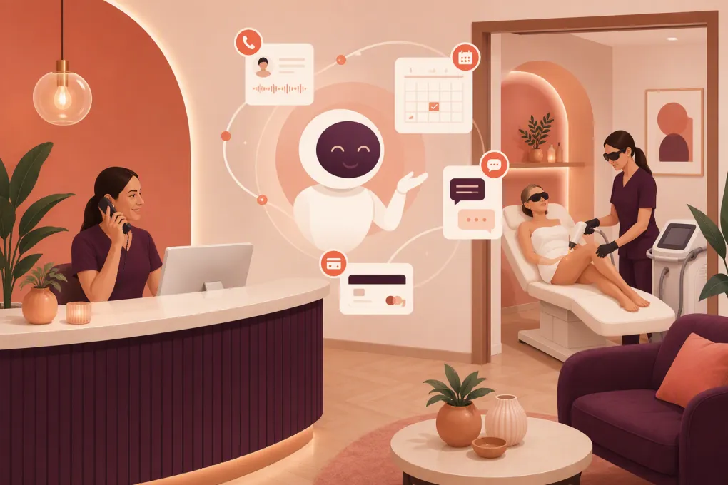 AI receptionist managing calls, bookings and messages for a laser hair removal clinic