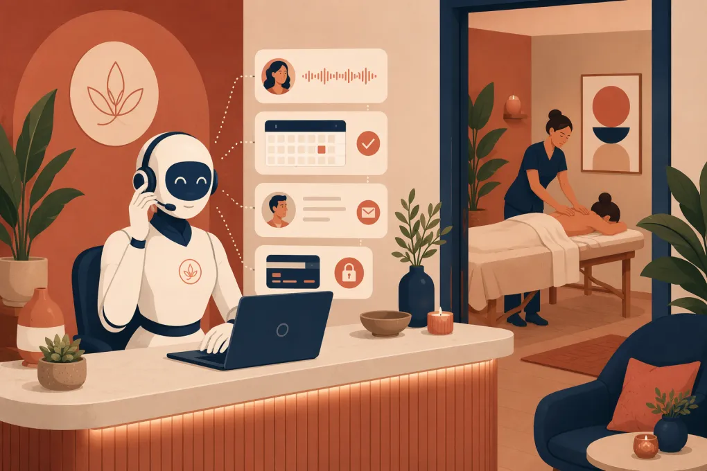 AI receptionist handling calls and bookings at a massage therapy clinic