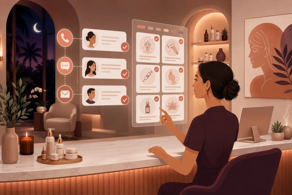 AI receptionist managing med spa appointment confirmations and schedule updates after hours