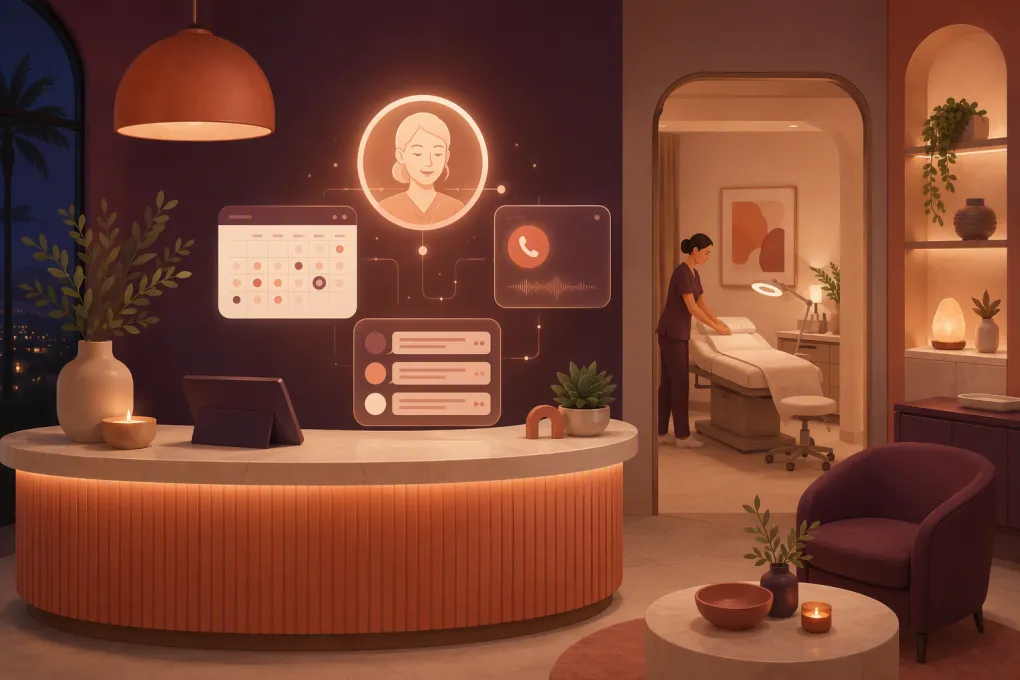 AI receptionist coordinating Botox consultation bookings for a modern med spa