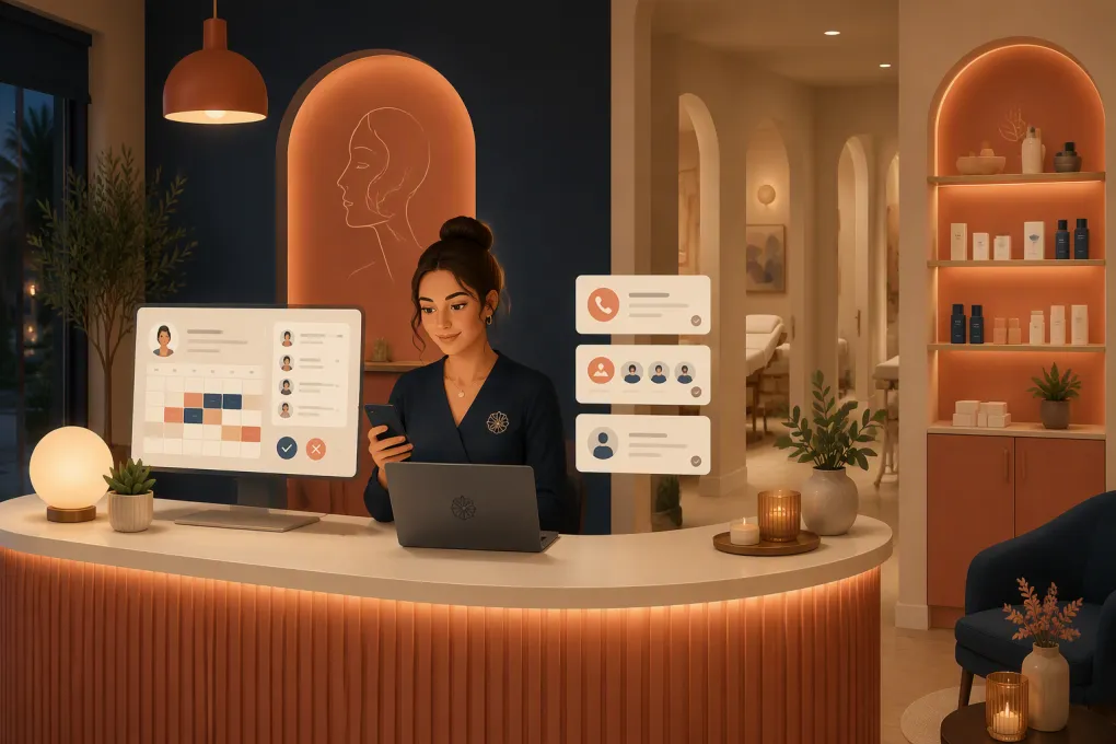 AI receptionist managing med spa cancellations, calendars, and waitlist requests after hours