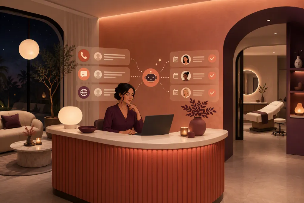 AI receptionist organizing med spa inquiries and consultation bookings after hours