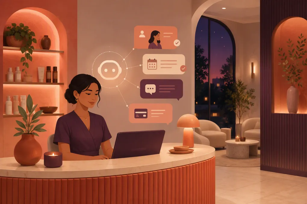 AI receptionist handling med spa membership inquiries, consult bookings, and follow-up messages