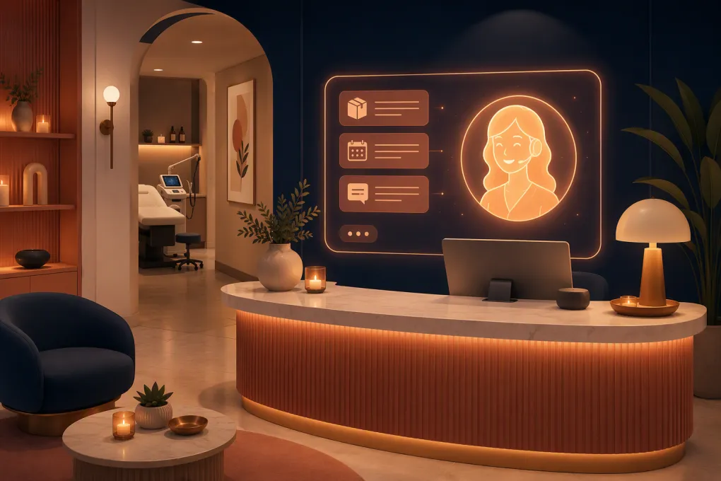 AI receptionist handling med spa package inquiries and consultation bookings after hours