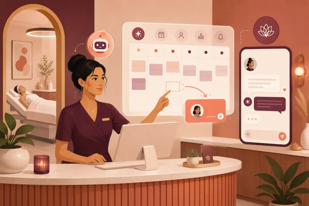 AI receptionist filling a same-day opening on a med spa appointment calendar