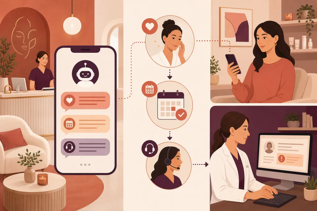 AI receptionist routing med spa treatment follow-up messages and appointments