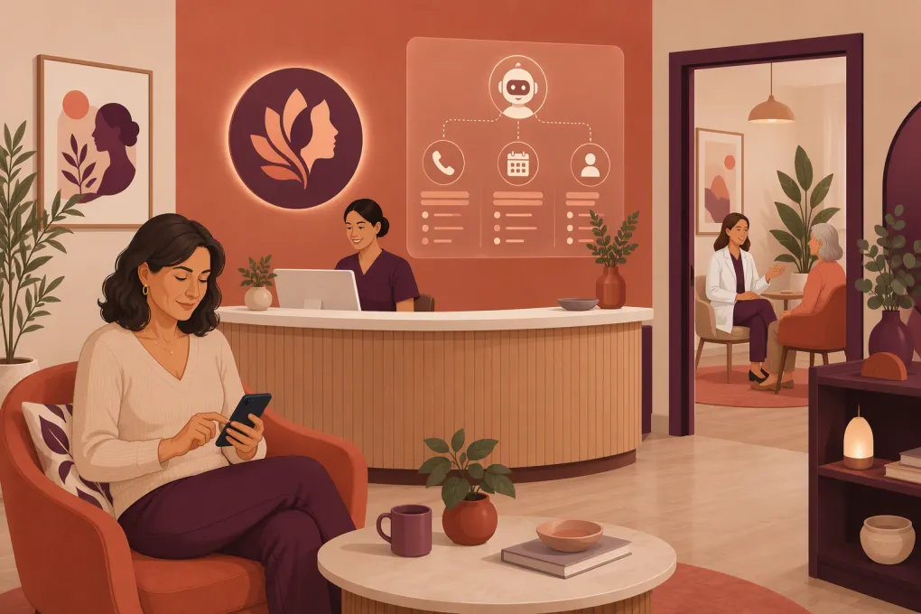 Patient using an AI receptionist to contact a menopause clinic