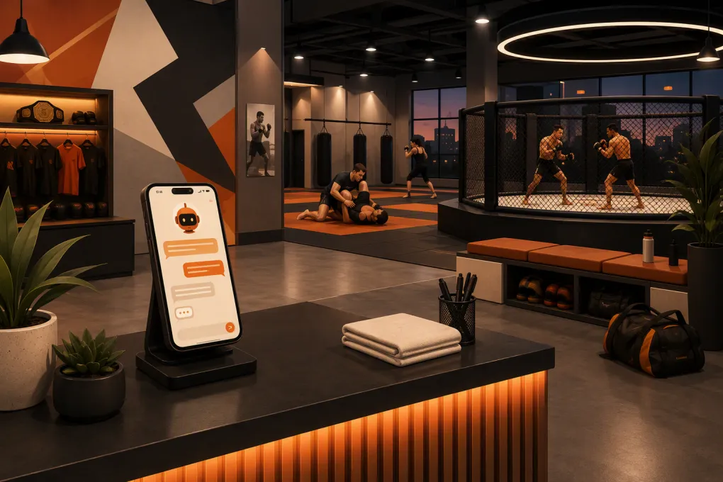 AI receptionist handling inquiries and trial bookings for a busy MMA gym
