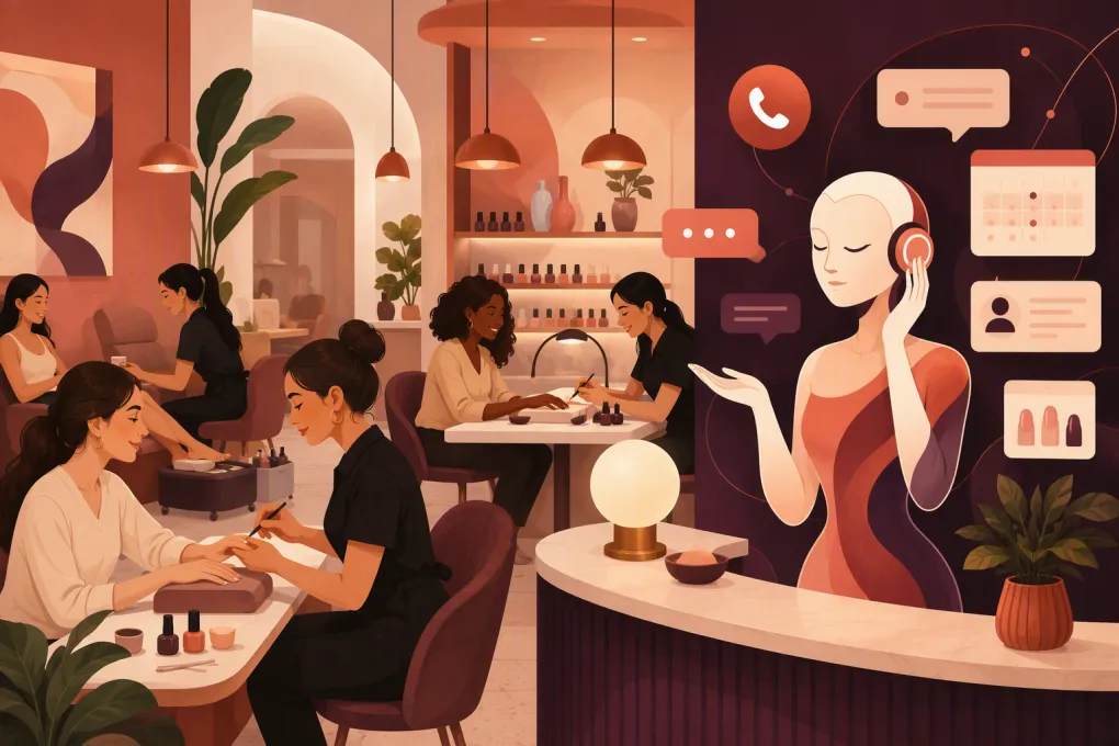 AI receptionist managing calls and appointments for a busy nail salon