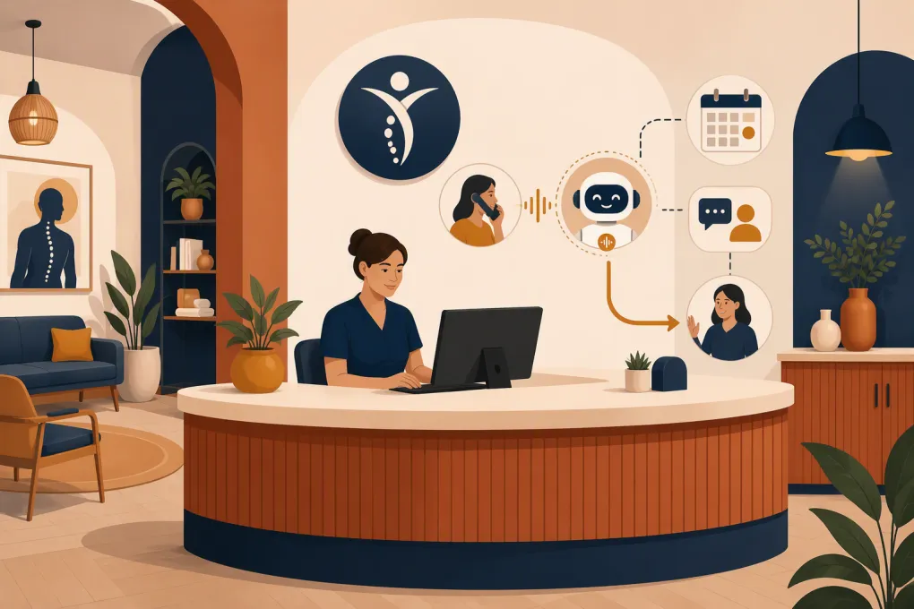 AI receptionist routing calls and appointments at an osteopathic clinic front desk