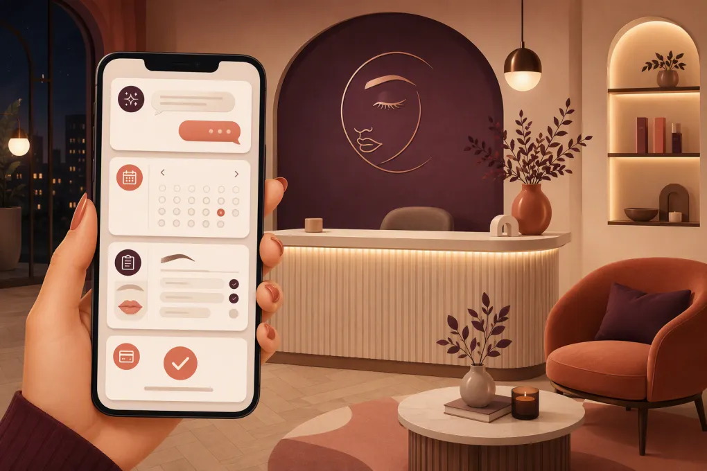 AI receptionist managing inquiries and appointments for a permanent makeup studio