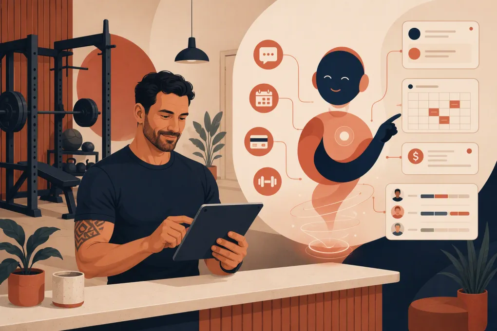 Studio owner using an AI receptionist to manage leads, bookings, and client follow-up