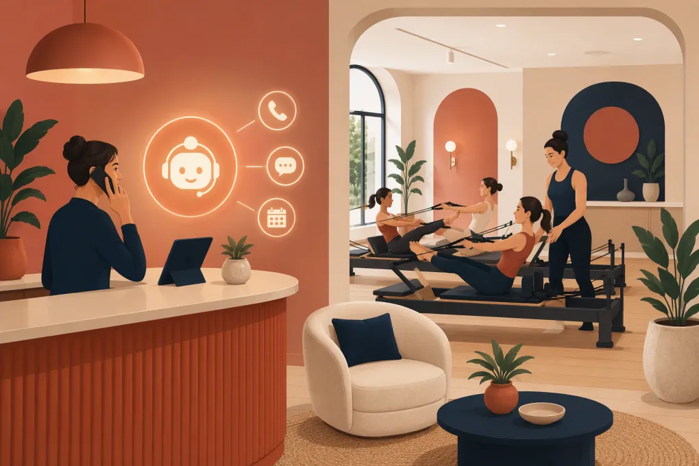 AI receptionist handling membership inquiries for a Pilates reformer studio