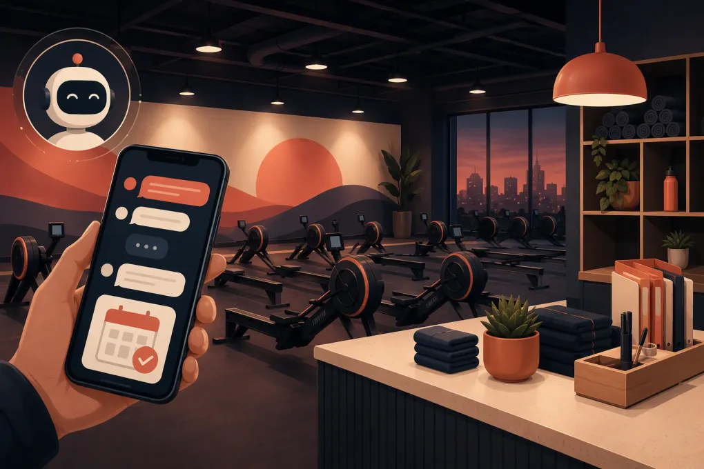 AI assistant managing inquiries and bookings for a modern indoor rowing studio