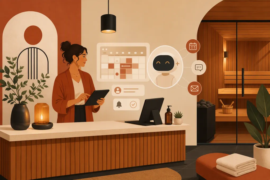 Sauna studio operator using an AI receptionist to manage inquiries and session bookings