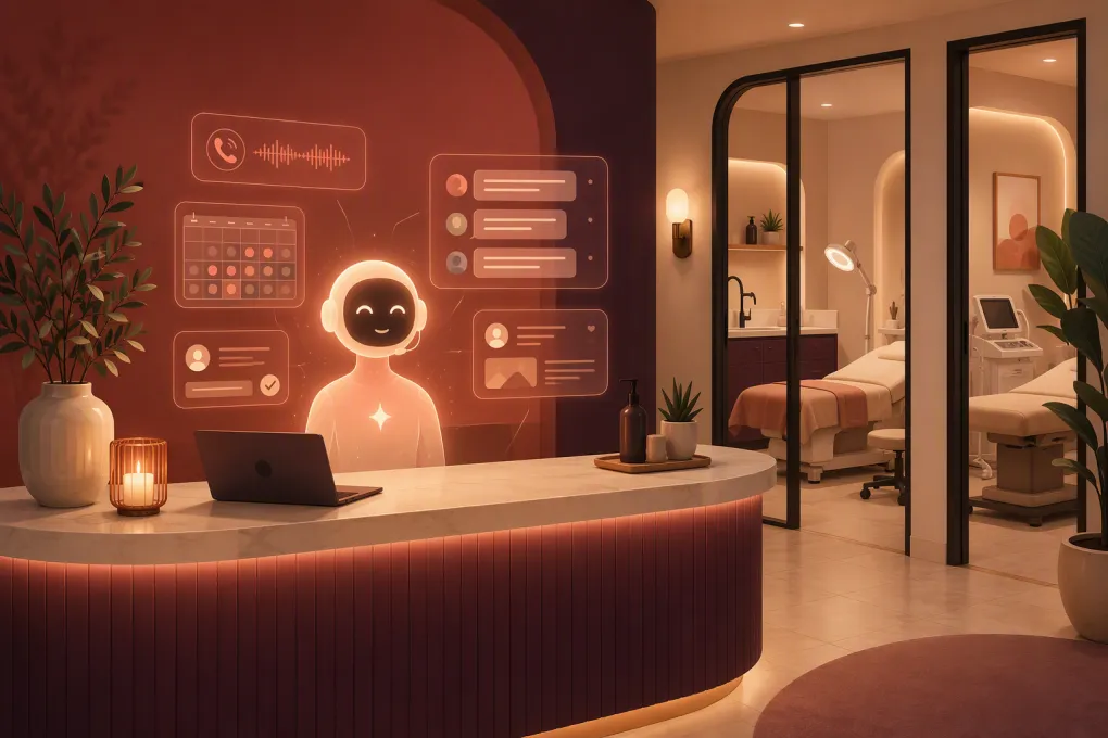 AI receptionist handling calls, messages and bookings for a modern skin care clinic