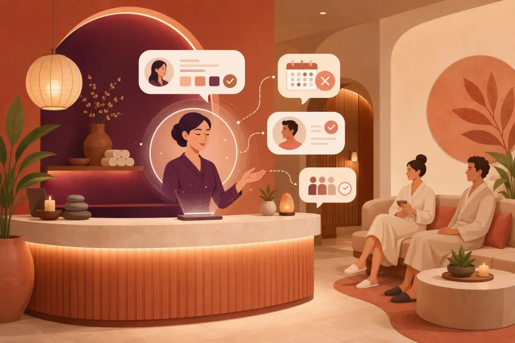 AI receptionist filling a canceled spa appointment from a digital waitlist