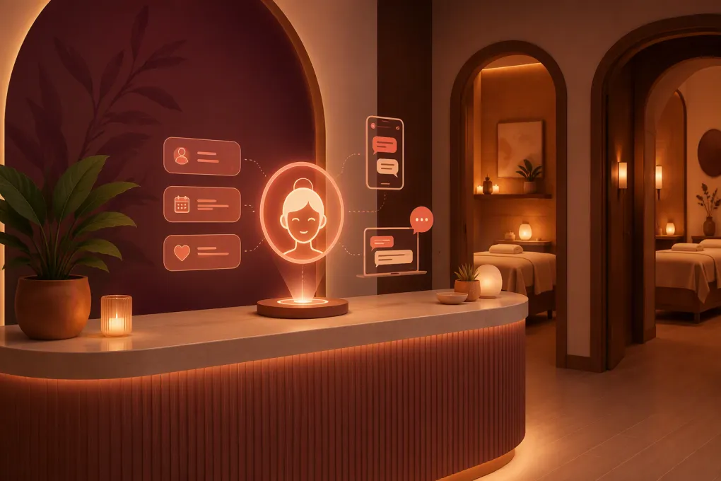 AI receptionist handling spa membership questions and bookings after hours