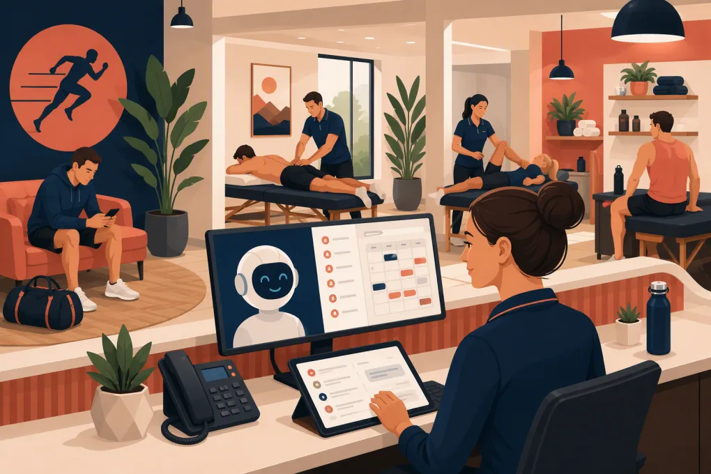 AI receptionist managing calls and appointments for a sports massage clinic