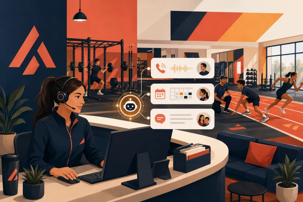 AI receptionist coordinating athlete bookings and calls for a sports performance gym