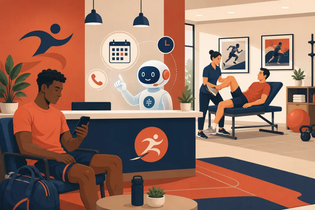 AI assistant coordinating a patient appointment at a sports physical therapy clinic
