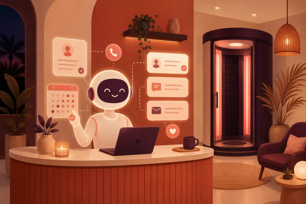 AI receptionist managing calls, messages and bookings for a spray tan salon