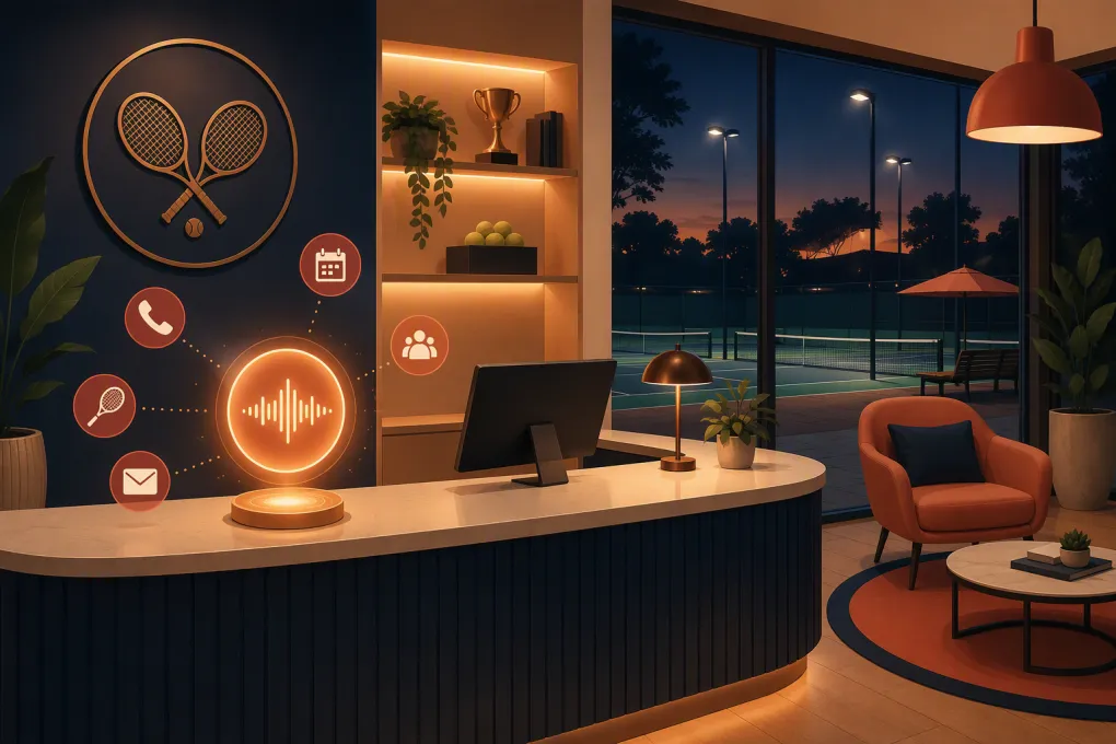 AI receptionist handling calls and booking inquiries for a tennis club