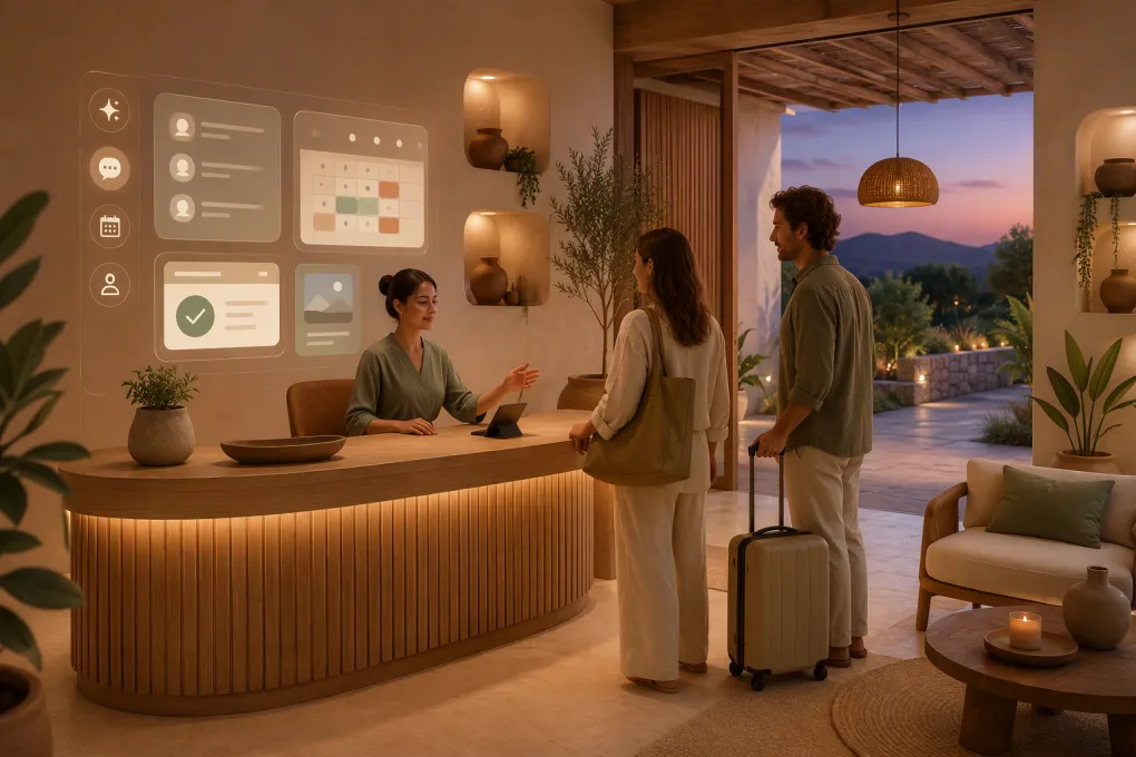 AI receptionist managing guest inquiries and bookings for a wellness retreat