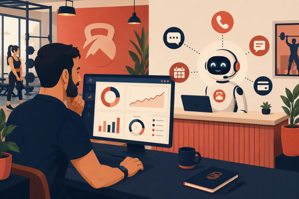 Gym owner measuring results from an AI receptionist handling calls, bookings and follow-up