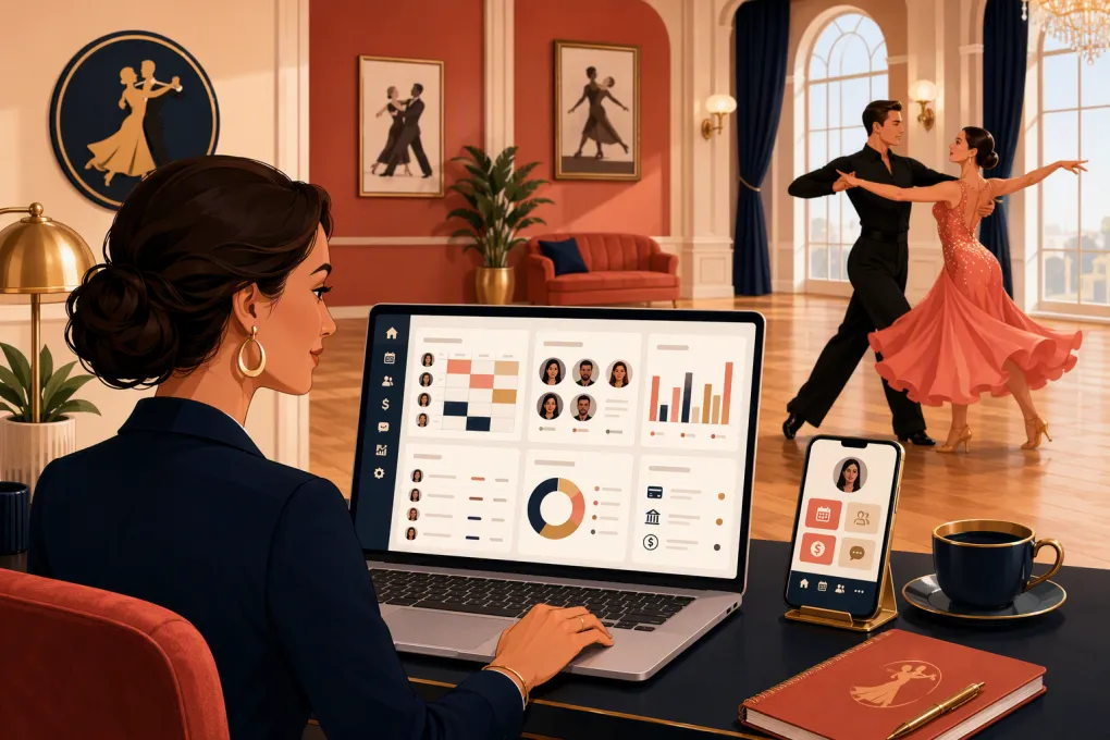 Ballroom studio owner managing lessons, instructors, leads, and payments from one platform